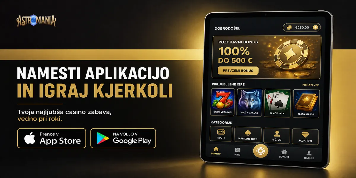 Mobilna aplikacija Astromania Casino za iOS in Android
